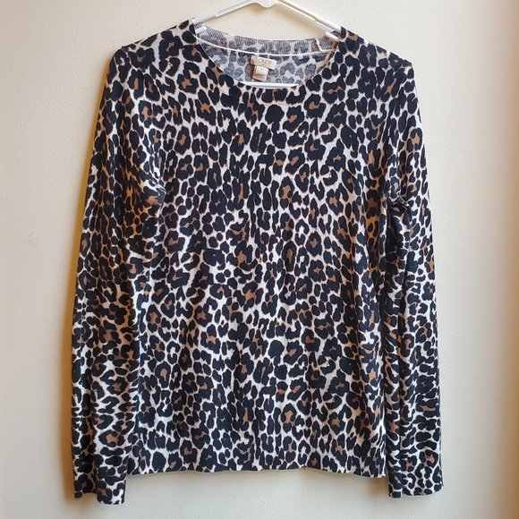 J. Crew Animal Print Crew Neck Sweater Size Small - Picture 9 of 16